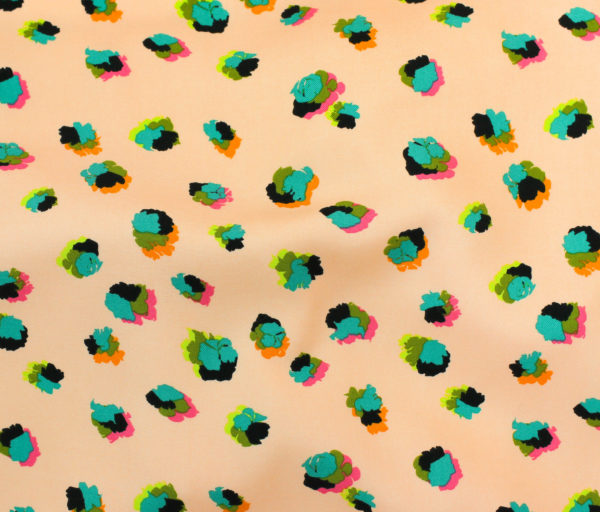 Printed Rayon Twill - Neon Leopard - Peach