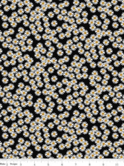 Quilting Cotton - Spotted Daisy Fields - Black