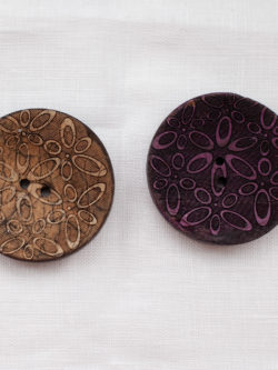 Coconut Etched Floral Buttons