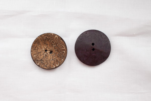 Coconut Etched Floral Buttons