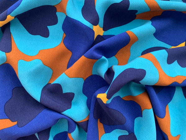 Rayon Voile - Flower Party - Blue