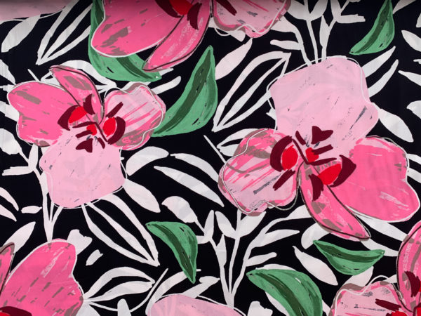 Viscose Poplin Print – Painterly Floral - Fuchsia