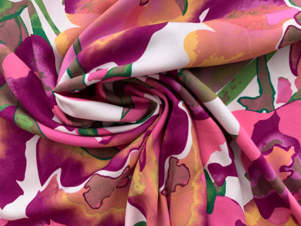 Viscose Poplin Print – Painterly Floral - Fuchsia