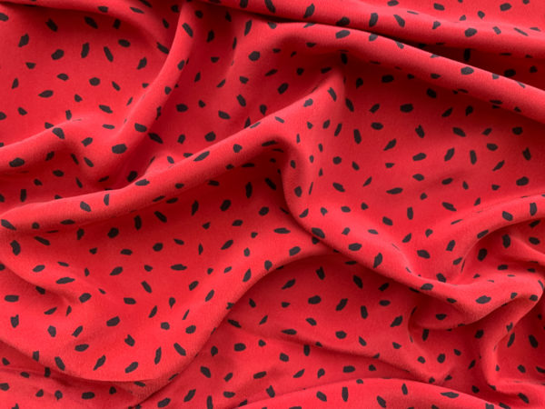 Amour Vert - Sandwashed Silk Crepe de Chine - Doucet Dot - Red