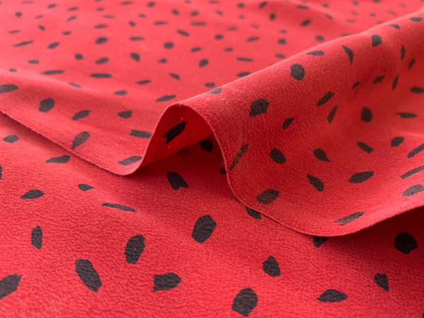 Amour Vert - Sandwashed Silk Crepe de Chine - Doucet Dot - Red