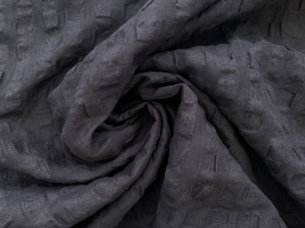 Linen/Viscose Giant Seersucker - Black