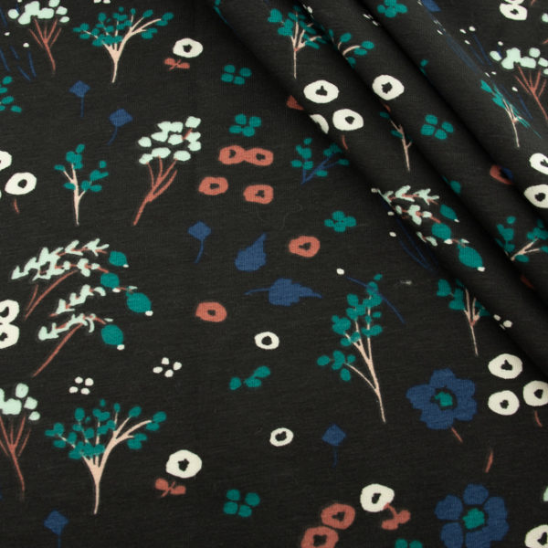 Birch - Organic Cotton/Spandex Knit - Farrah Floral - Black