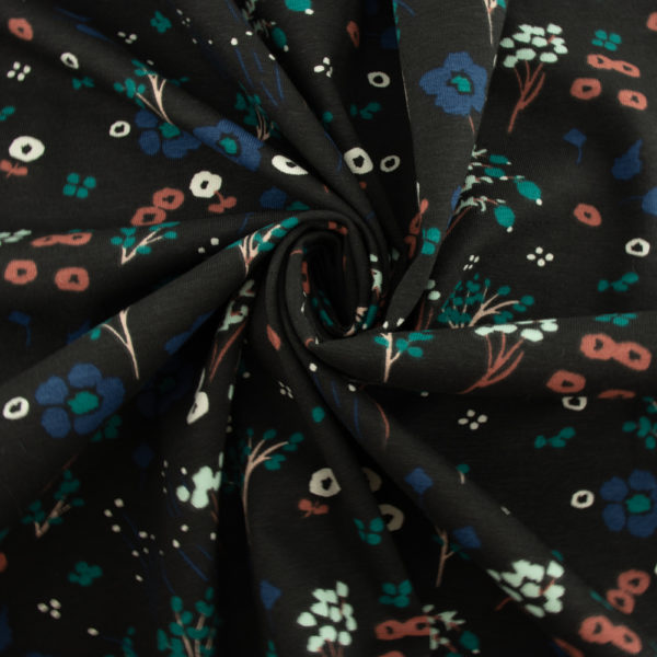 Birch - Organic Cotton/Spandex Knit - Farrah Floral - Black