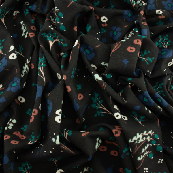 Birch - Organic Cotton/Spandex Knit - Farrah Floral - Black