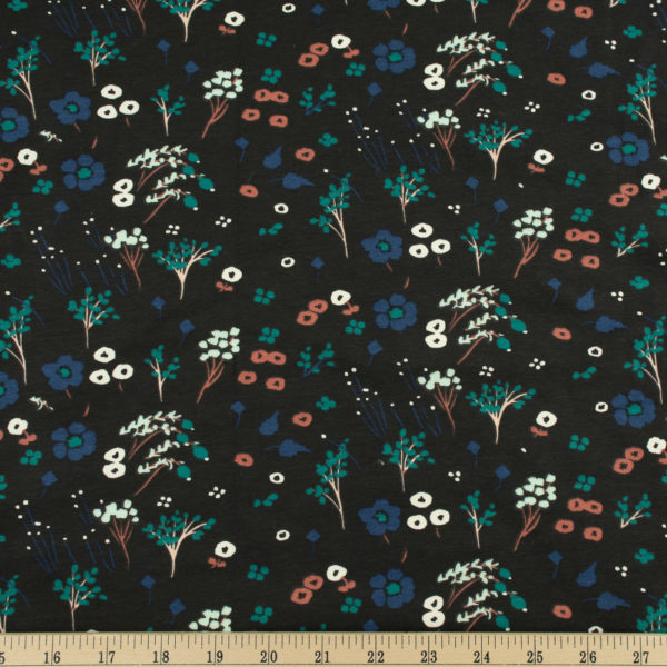 Birch - Organic Cotton/Spandex Knit - Farrah Floral - Black