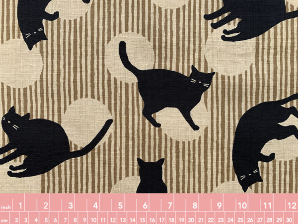 Japanese Cotton Dobby - Stripes and Cats