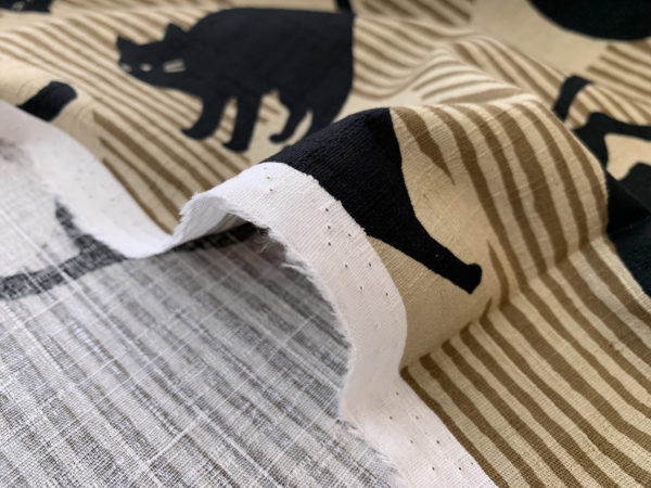 Japanese Cotton Dobby - Stripes and Cats