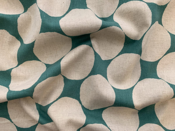 Kokka – Cotton/Linen Canvas – Watercolor Spots - Natural/Aqua