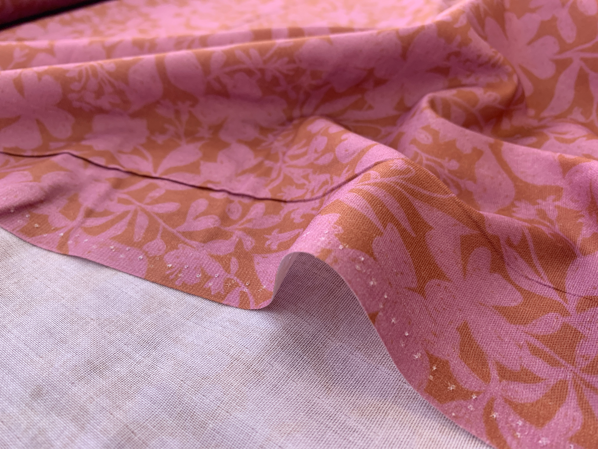 Organic Cotton Double Gauze Botanica Gathered Blooms Pink Stonemountain & Daughter Fabrics
