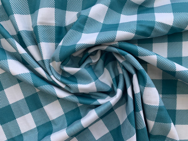 Organic Cotton Double Gauze - Buffalo Check - Teal