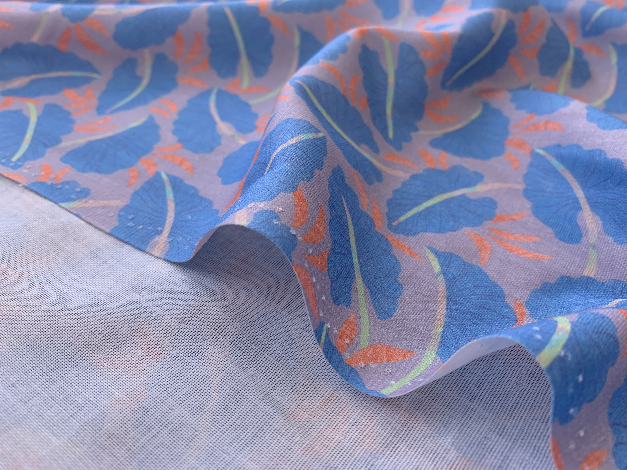 Organic Cotton Double Gauze Botanica Canopy Blue Stonemountain & Daughter Fabrics