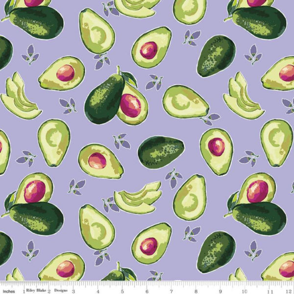 Quilting Cotton - Lucy June - Avocados - Lilac