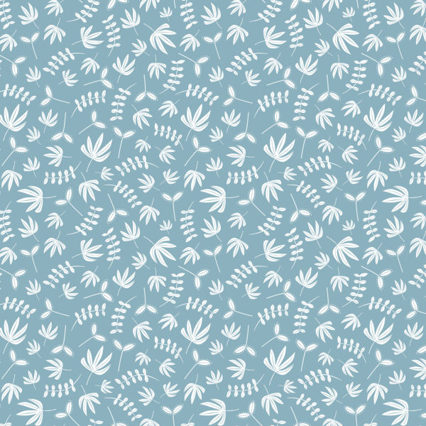 Quilting Cotton - Figo - Hand Stitched - Plants - Blue