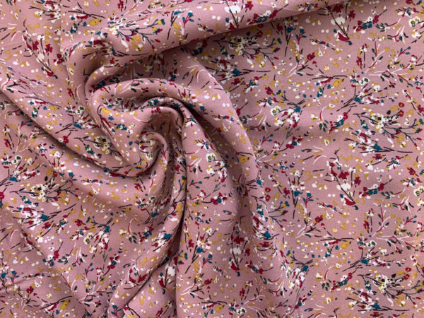 Viscose Crepe Print - Scattered Stems - Mauve