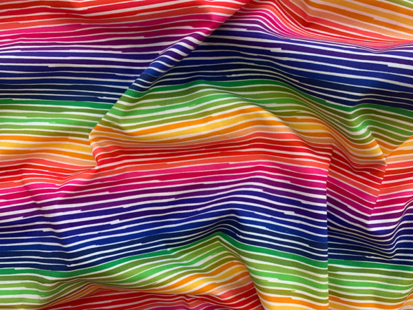 Printed Cotton - Pride Stripes - White/Multi