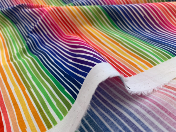 Printed Cotton - Pride Stripes - White/Multi