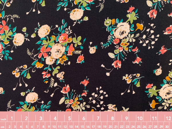 Viscose Crepe Print - Sketched Lilies - Amber