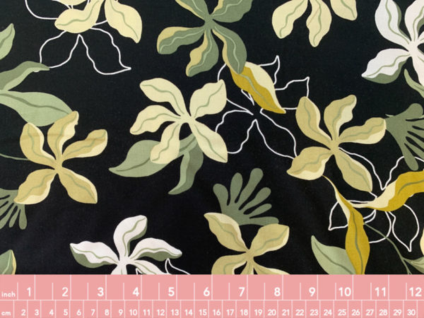 Viscose Crepe Print - Sketched Lilies - Amber