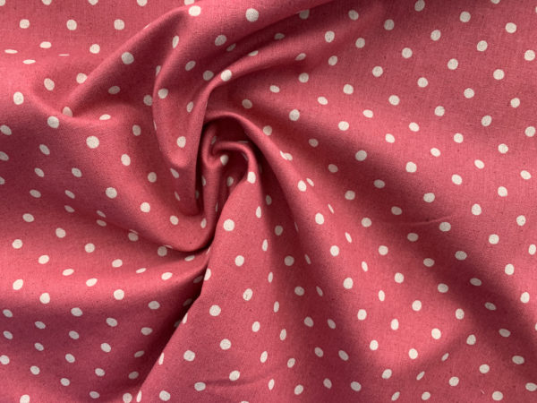 Cotton/Flax Canvas - Natural Dots - Rose