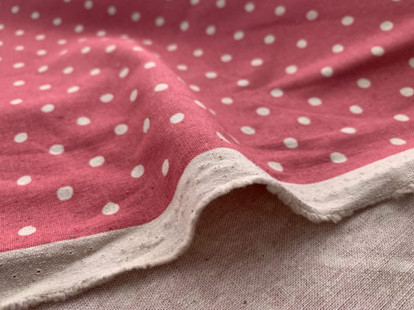 Cotton/Flax Canvas - Natural Dots - Rose