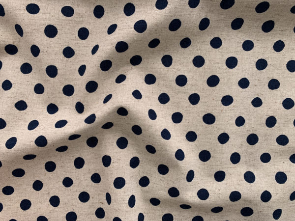 Cotton/Flax Canvas - Natural Dots - Navy