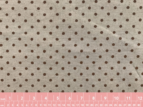 Cotton/Flax Canvas - Natural Dots - Brown