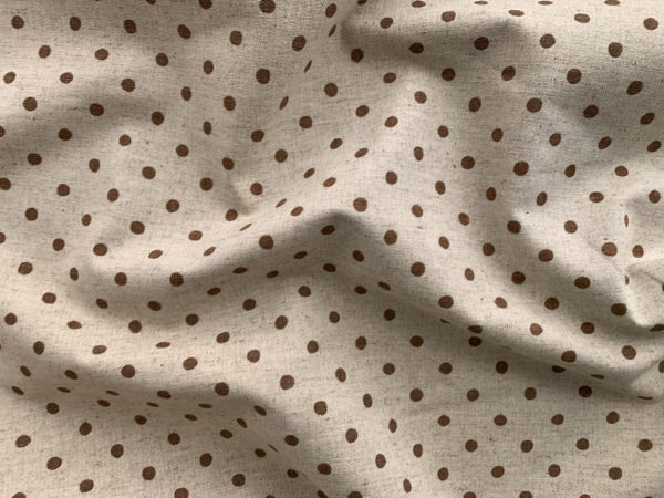 Cotton/Flax Canvas - Natural Dots - Brown