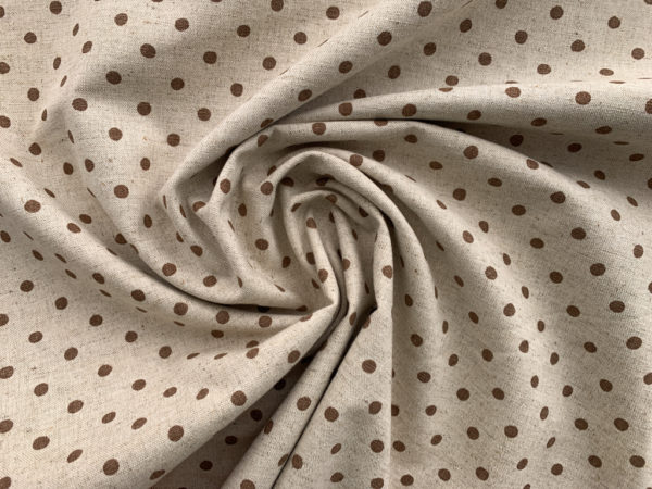 Cotton/Flax Canvas - Natural Dots - Brown