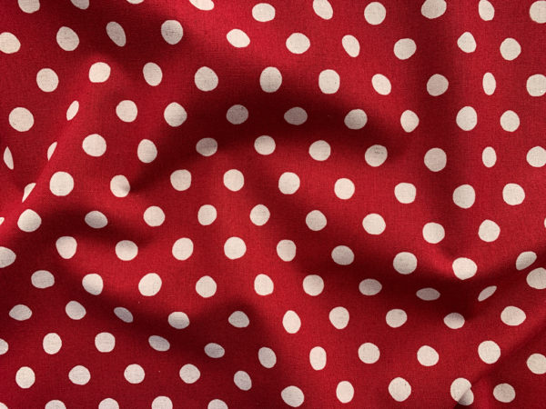 Cotton/Flax Canvas - Natural Dots - Red