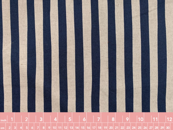 Cotton/Flax Canvas - Natural Stripe - Navy