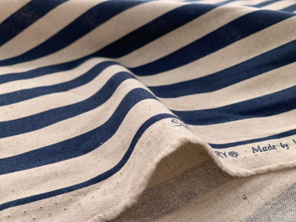 Cotton/Flax Canvas - Natural Stripe - Navy