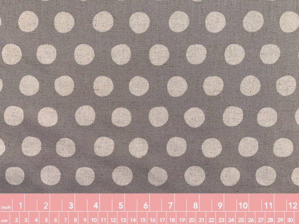 Cotton/Flax Canvas - Natural Dots - Grey