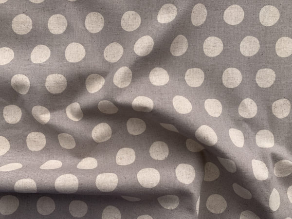 Cotton/Flax Canvas - Natural Dots - Grey