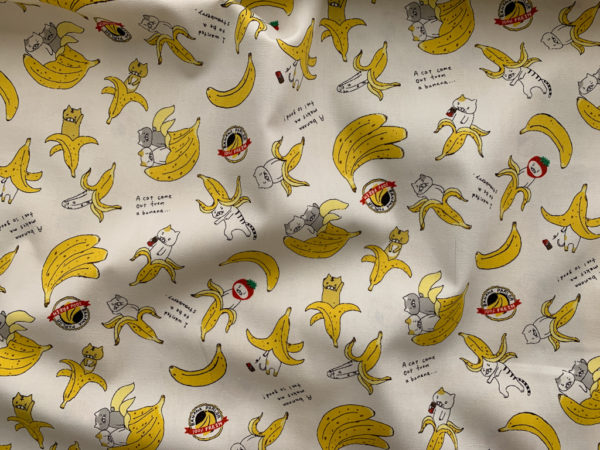 Japanese Cotton Shirting - Banana Cat