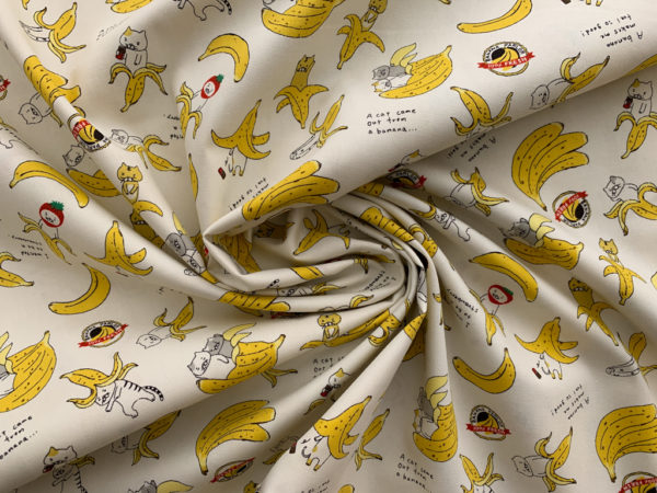 Japanese Cotton Shirting - Banana Cat