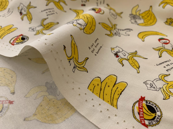 Japanese Cotton Shirting - Banana Cat