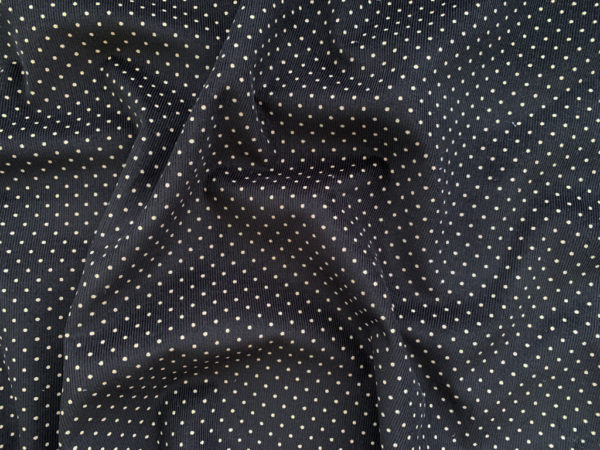 Hokkoh - Pinwale Cotton Corduroy - Small Polka Dots - Black