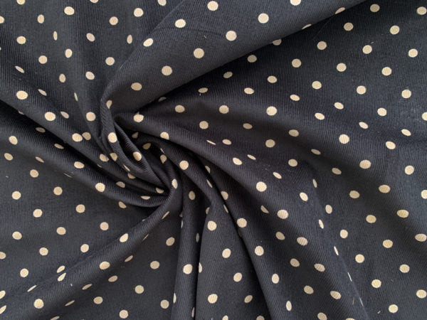 Hokkoh - Pinwale Cotton Corduroy - Medium Polka Dots - Black