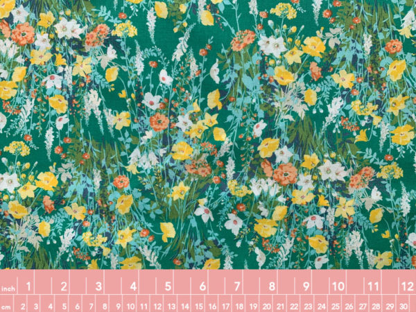 Kokka - Cotton Lawn - Wildflower Bouquet - Green