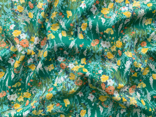 Kokka - Cotton Lawn - Wildflower Bouquet - Green