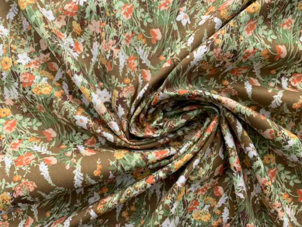 Kokka - Cotton Lawn - Wildflower Bouquet - Brown