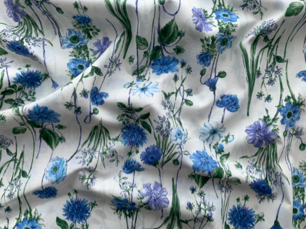 Kokka - Organic Cotton Lawn - Wildflower Bouquet - Blue