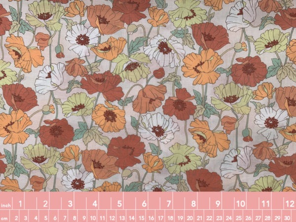 Kokka - Organic Cotton Lawn - Dancing Poppies - Orange