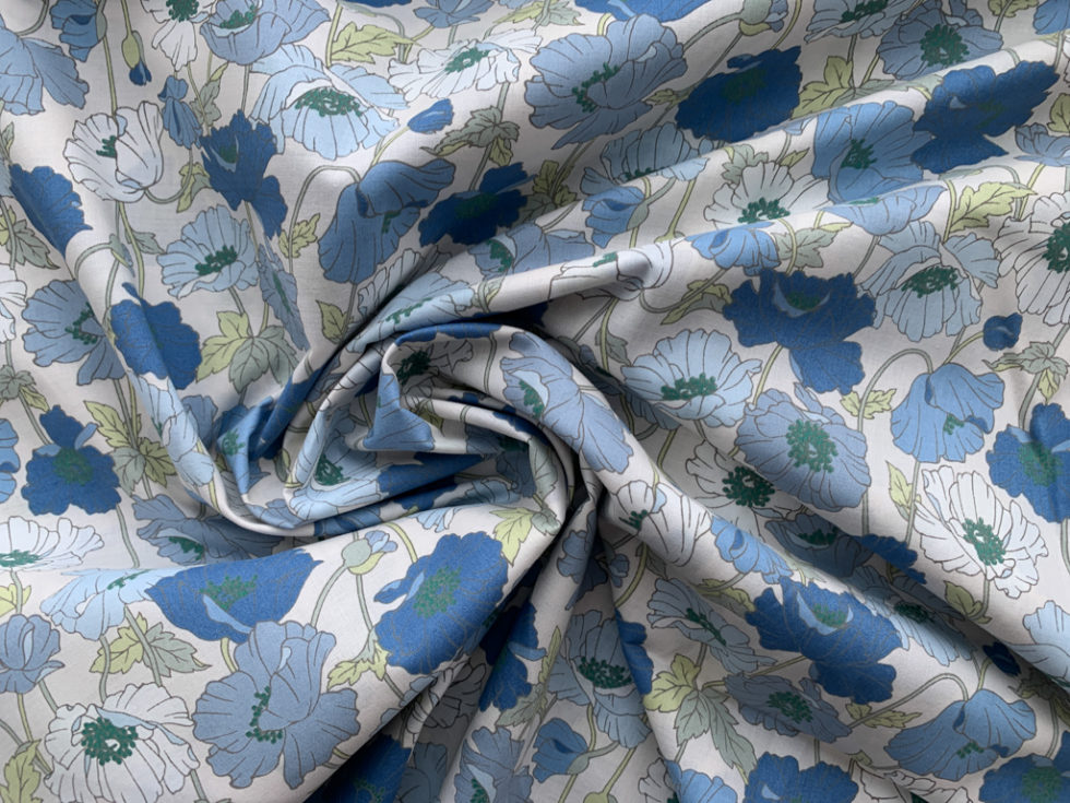 Kokka - Organic Cotton Lawn - Dancing Poppies - Blue - Stonemountain ...