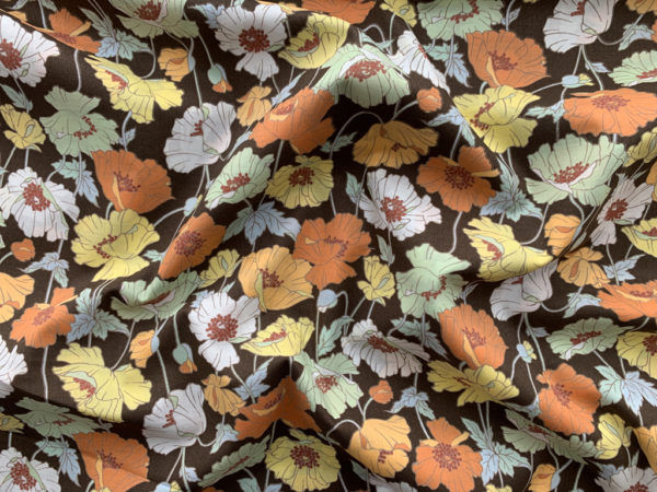 Kokka - Organic Cotton Lawn - Dancing Poppies - Orange